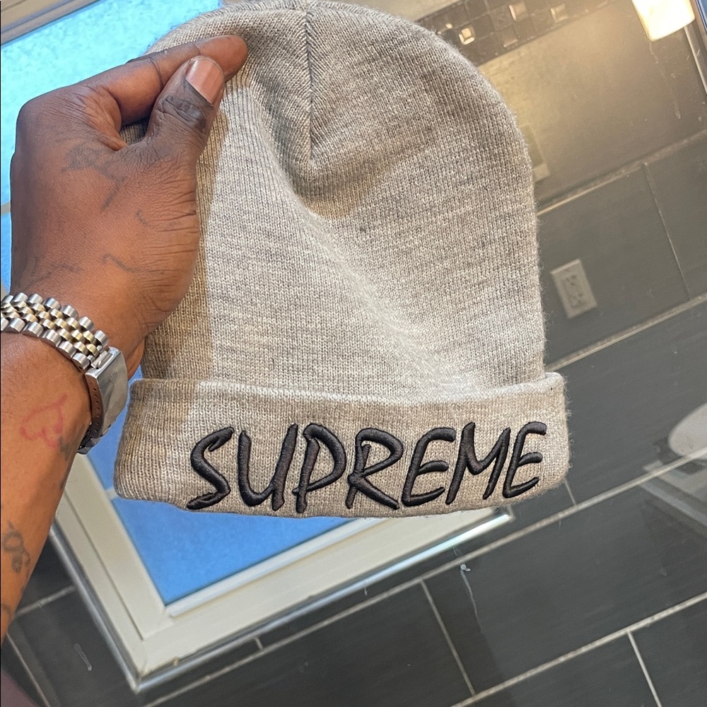 Supreme Light Gray Knit Hat